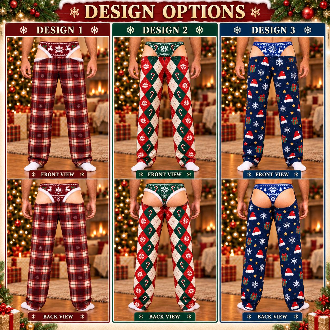 Funny Fake Underwear Butt Illusion Pajama Pants for Men – Holiday Lounge Christmas White Elephant Gag Gift for Him - photo 3