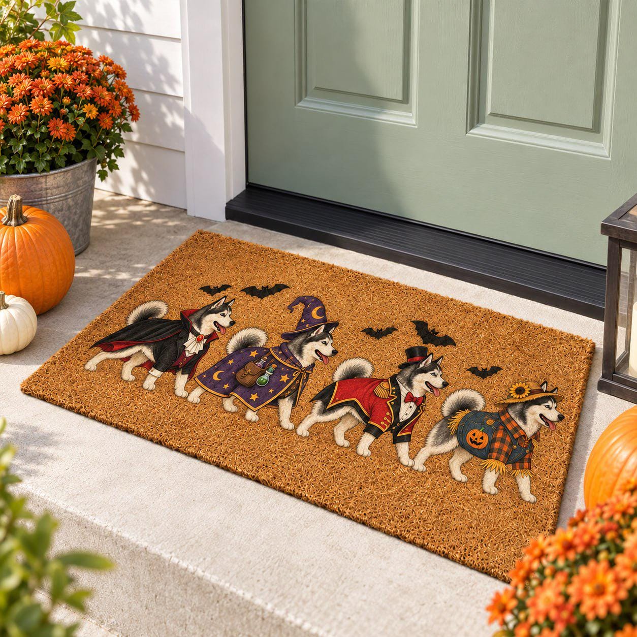 Funny Husky Costume Coir Doormat for Halloween – Dog Welcome Mat with Vampire, Wizard, Ringmaster, and Scarecrow Decor for Dog Lover Gift - photo 2