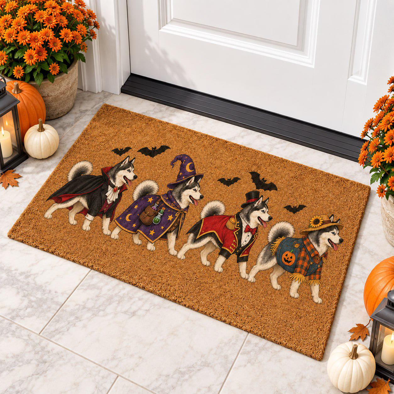 Funny Husky Costume Coir Doormat for Halloween – Dog Welcome Mat with Vampire, Wizard, Ringmaster, and Scarecrow Decor for Dog Lover Gift - photo 4