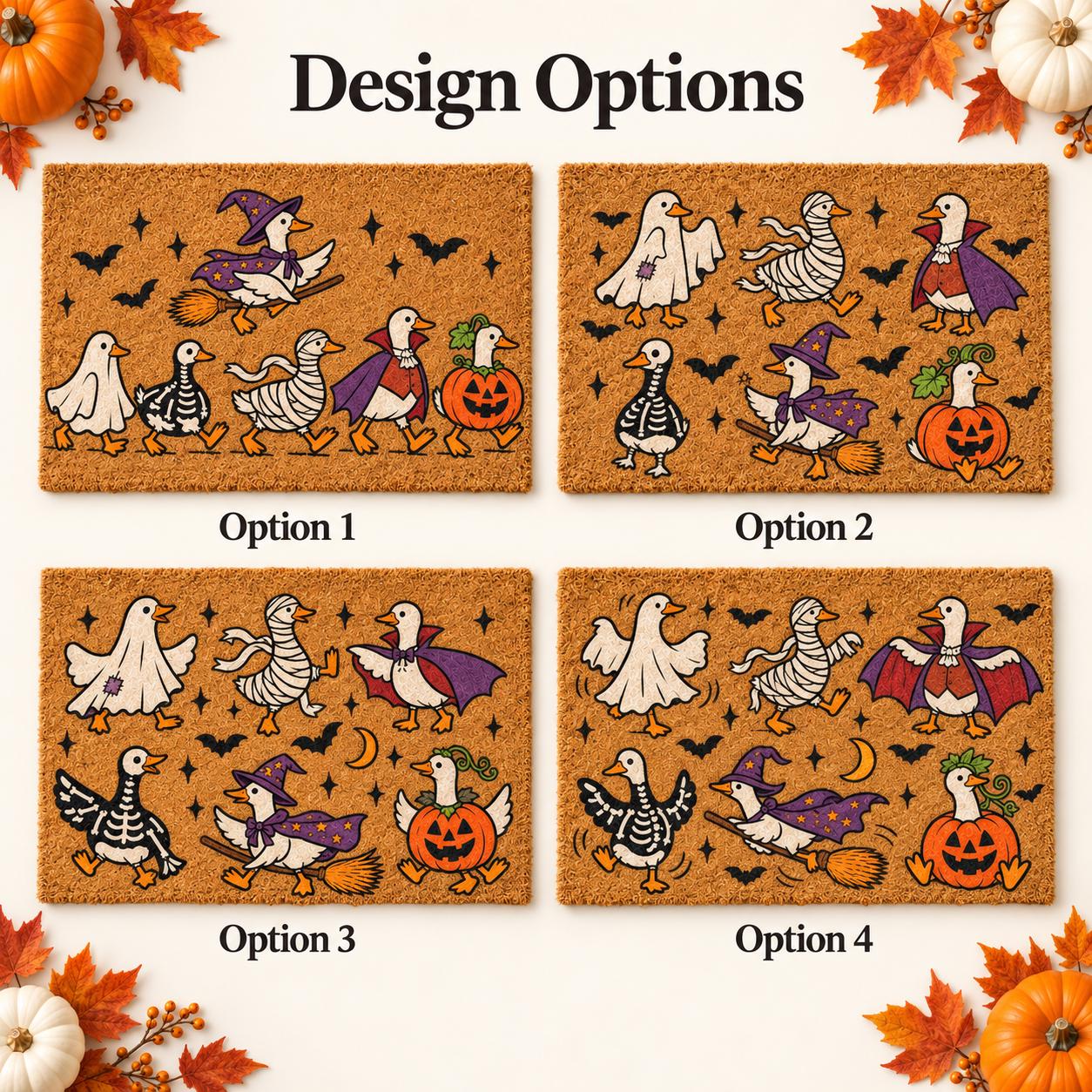 Funny Spooky Goose and Duck Doormat for Fall Halloween – Front Door Welcome Mat with Ghost, Mummy, Witch, and Vampire Decor - photo 3