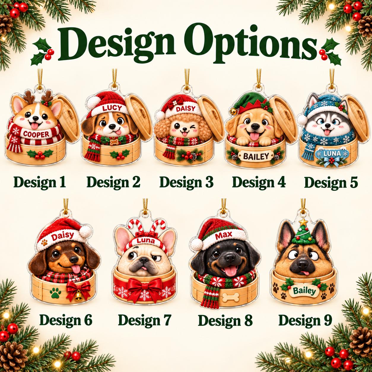 Personalized Cute Dog Basket Acrylic Christmas Ornament Keepsake with Custom Pet Name – Dog Lover Holiday Gift - photo 4