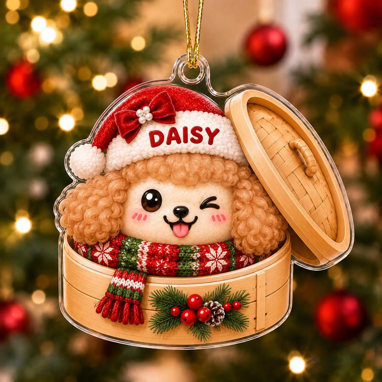 Personalized Cute Dog Basket Acrylic Christmas Ornament Keepsake with Custom Pet Name – Dog Lover Holiday Gift - photo 8