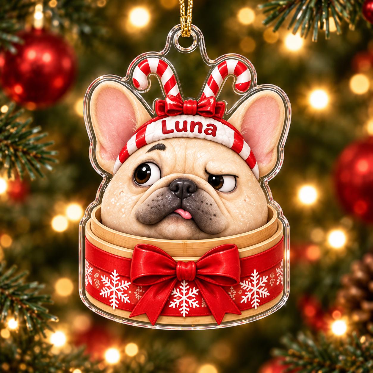 Personalized Cute Dog Basket Acrylic Christmas Ornament Keepsake with Custom Pet Name – Dog Lover Holiday Gift - photo 11