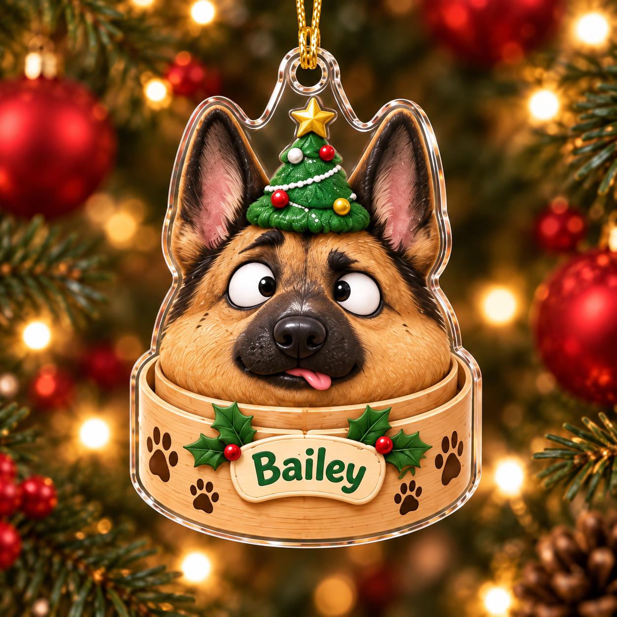 Personalized Cute Dog Basket Acrylic Christmas Ornament Keepsake with Custom Pet Name – Dog Lover Holiday Gift - photo 13
