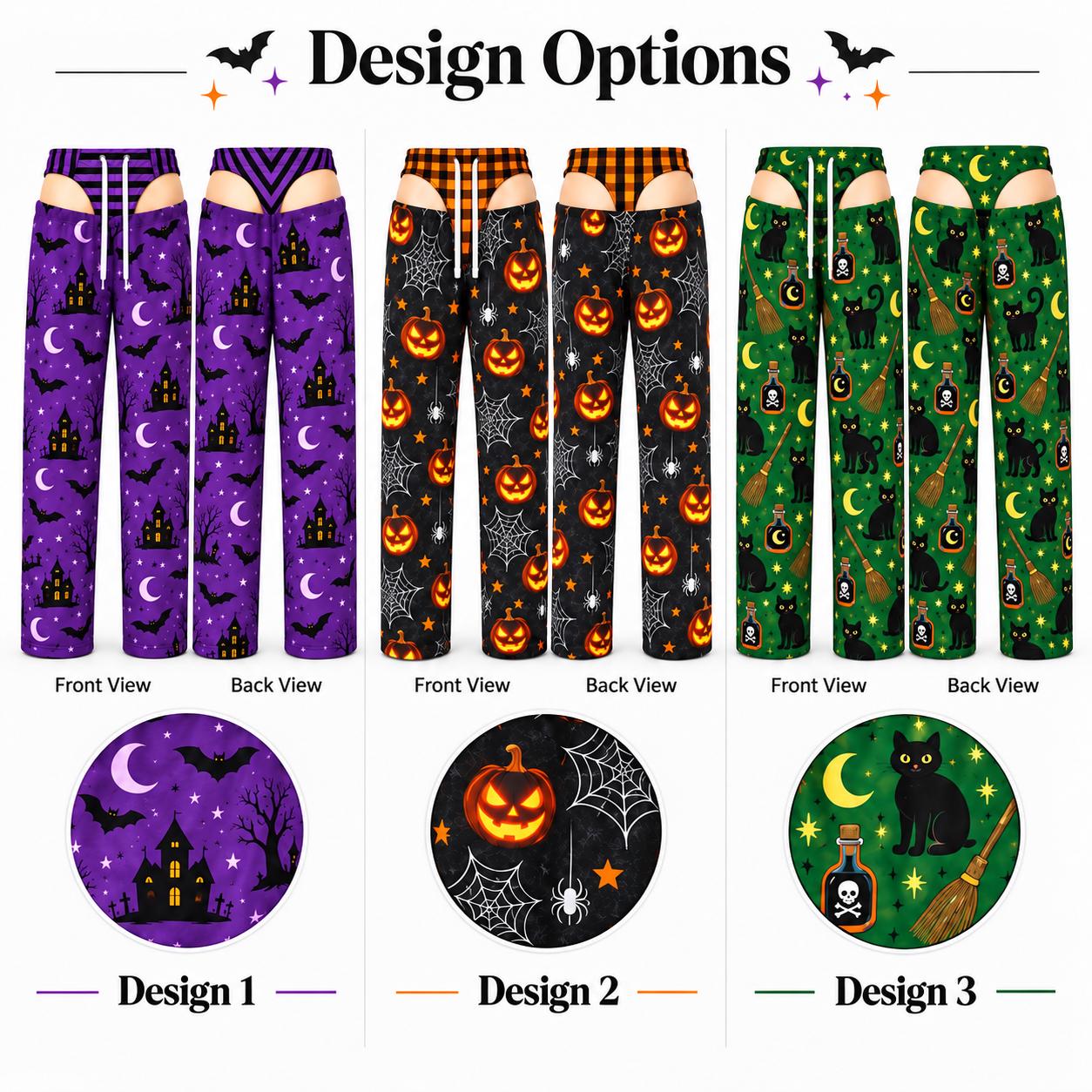Funny Spooky Pumpkin and Black Cat Halloween Pajama Pants for Men – Cheeky Butt Cutout Costume PJs, Adult Party Gift - photo 3