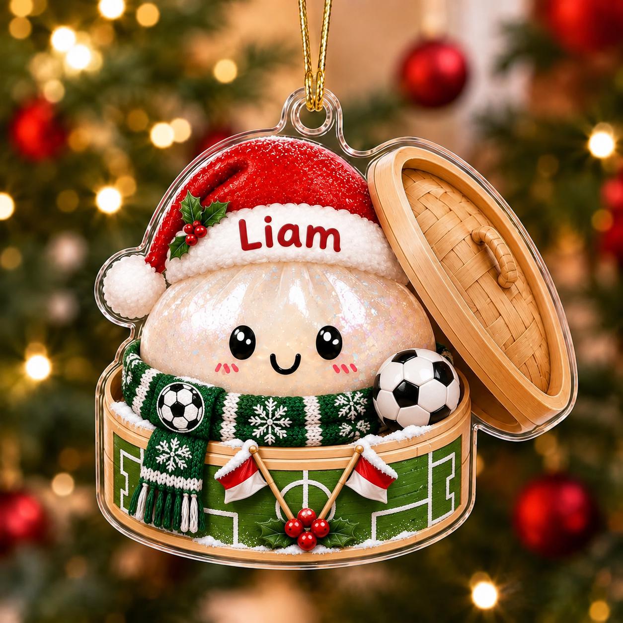 Personalized Dumpling Sports Acrylic Christmas Ornament with Custom Name – Soccer, Football, and Ski Athlete Holiday Gift - photo 7