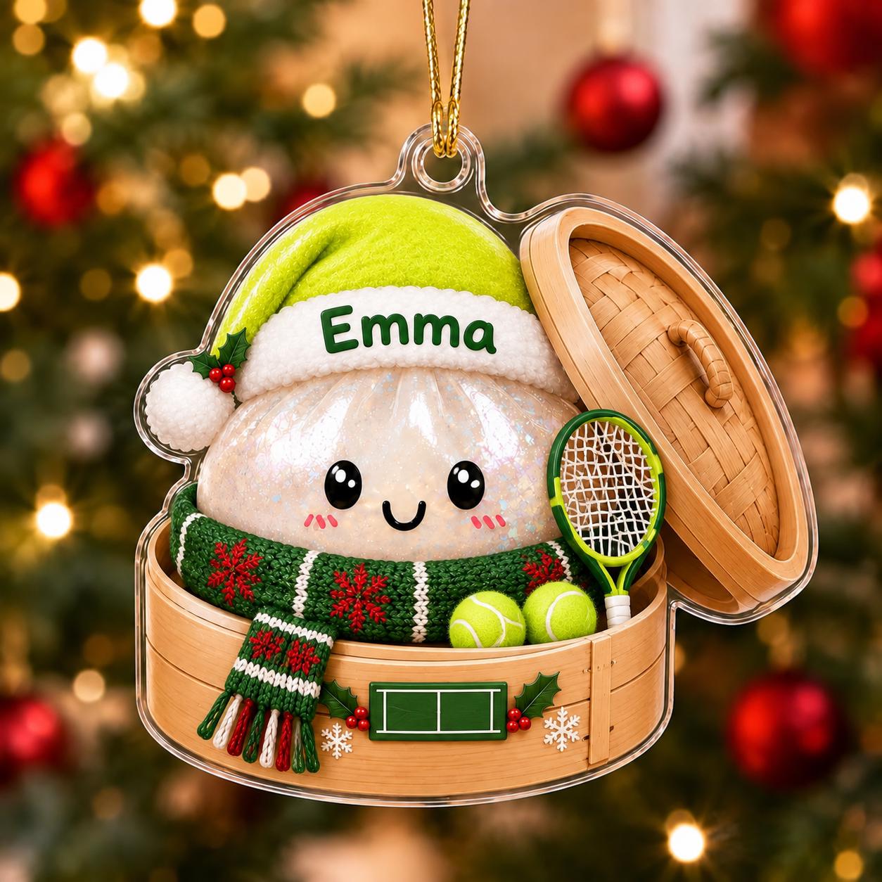 Personalized Dumpling Sports Acrylic Christmas Ornament with Custom Name – Soccer, Football, and Ski Athlete Holiday Gift - photo 8