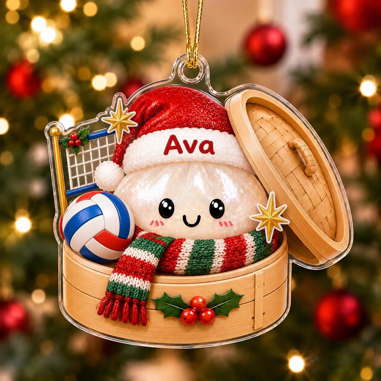 Personalized Dumpling Sports Acrylic Christmas Ornament with Custom Name – Soccer, Football, and Ski Athlete Holiday Gift - photo 10