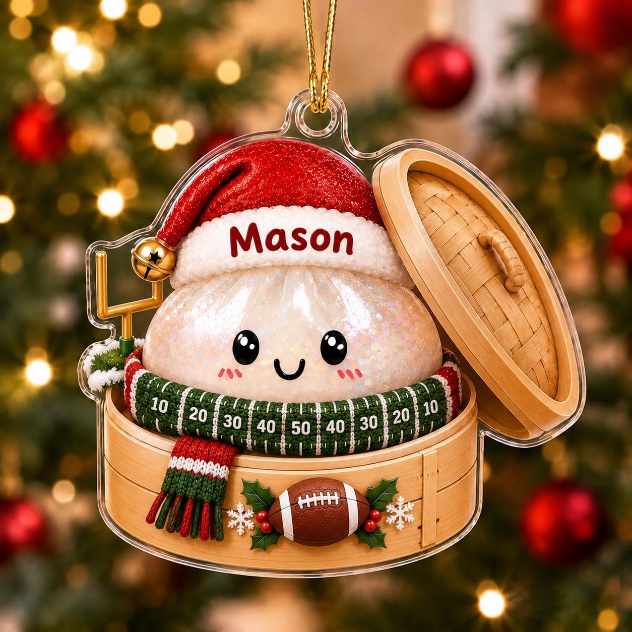 Personalized Dumpling Sports Acrylic Christmas Ornament with Custom Name – Soccer, Football, and Ski Athlete Holiday Gift - photo 11