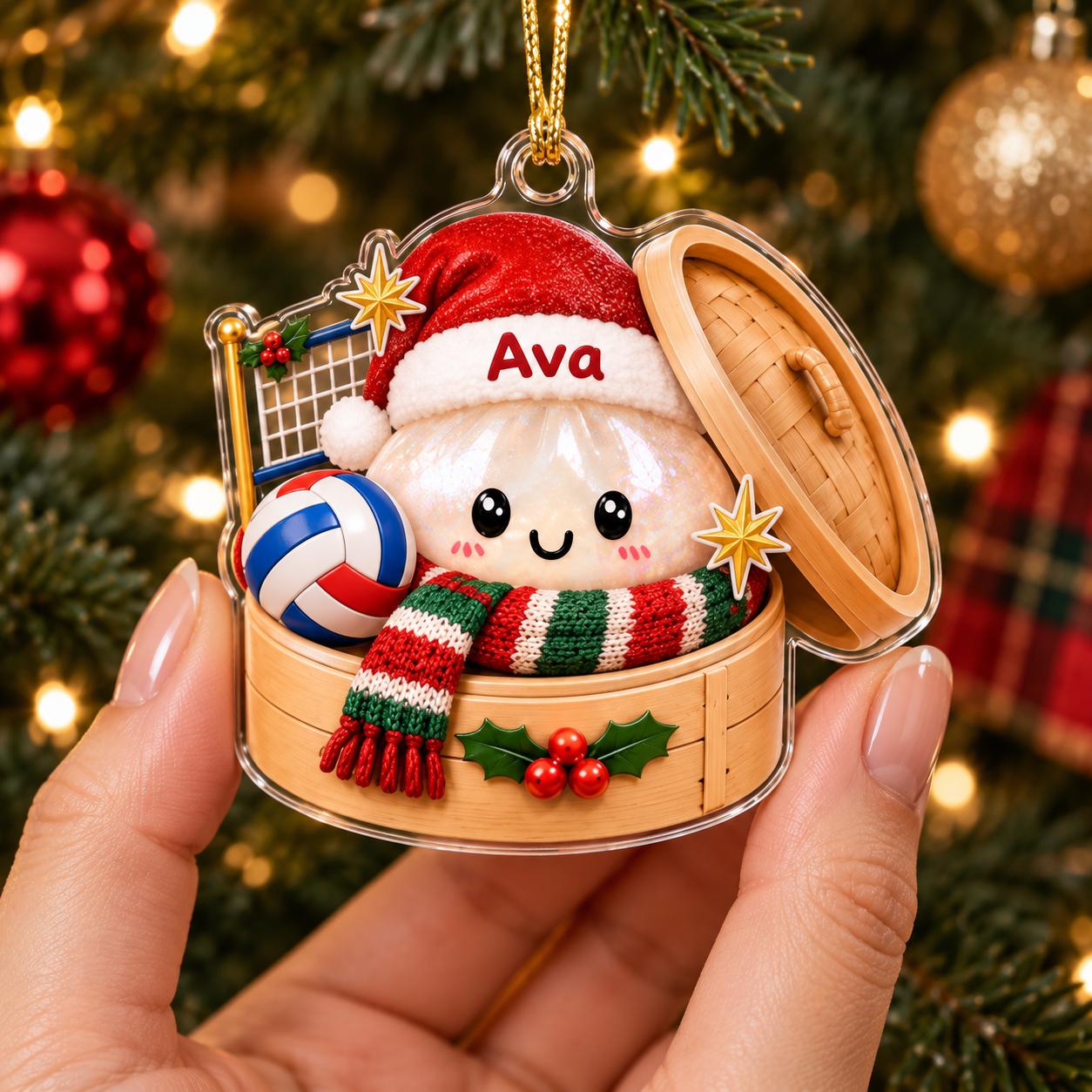 Personalized Dumpling Sports Acrylic Christmas Ornament with Custom Name – Soccer, Football, and Ski Athlete Holiday Gift - photo 13