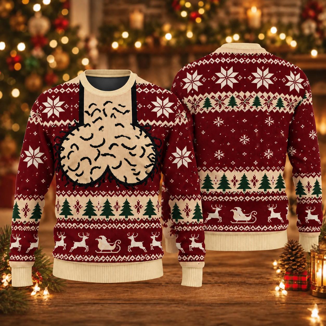 Funny Weird Ugly Christmas Sweater for Men – Novelty Holiday Sweatshirt Xmas Party Shirt Outfit and White Elephant Gift - photo 2