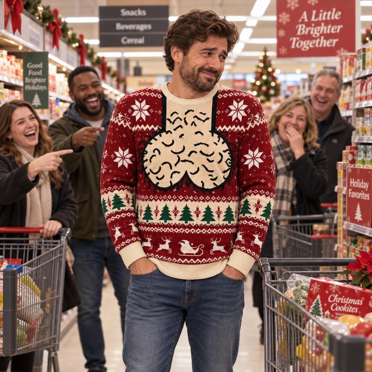 Funny Weird Ugly Christmas Sweater for Men – Novelty Holiday Sweatshirt Xmas Party Shirt Outfit and White Elephant Gift - photo 7