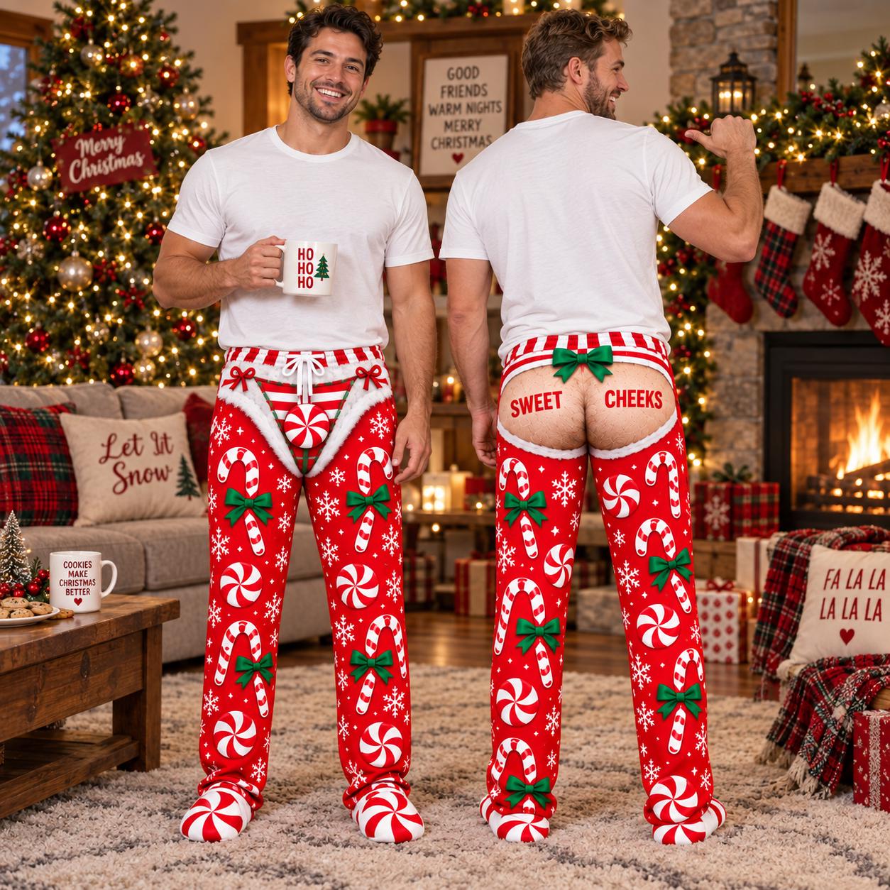 Funny Cheeky Ugly Christmas Pajama Pants for Men – Novelty Holiday Lounge Pants Xmas Party Bottoms Gift for Him - photo 7