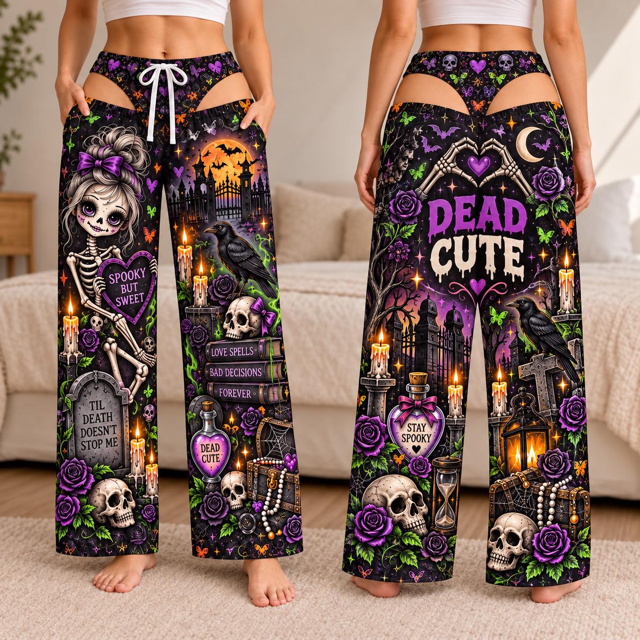 Spooky Witchy Halloween Pajama Pants for Women – Cute Gothic Pajamas Wide Leg Lounge Bottoms and Gift for Her - photo 8