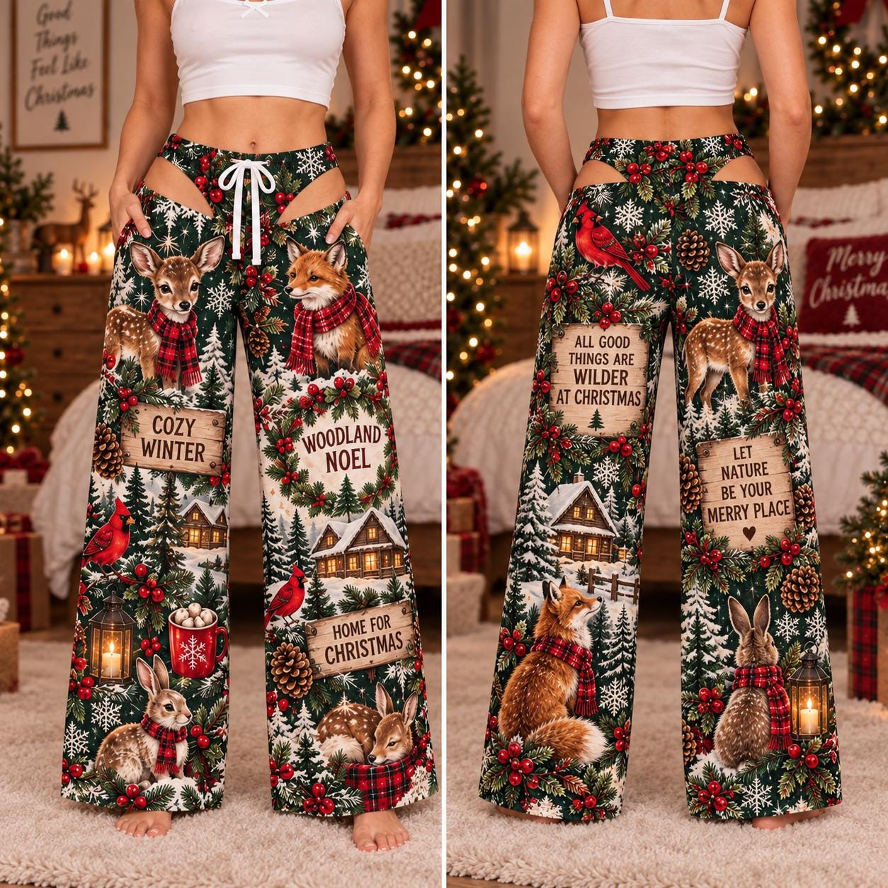 Funny Christmas Pajama Pants for Women – Cheeky Butt Cutout Holiday PJs with Gingerbread Nutcracker Christmas Pants for Funny Xmas Party Gift - photo 2