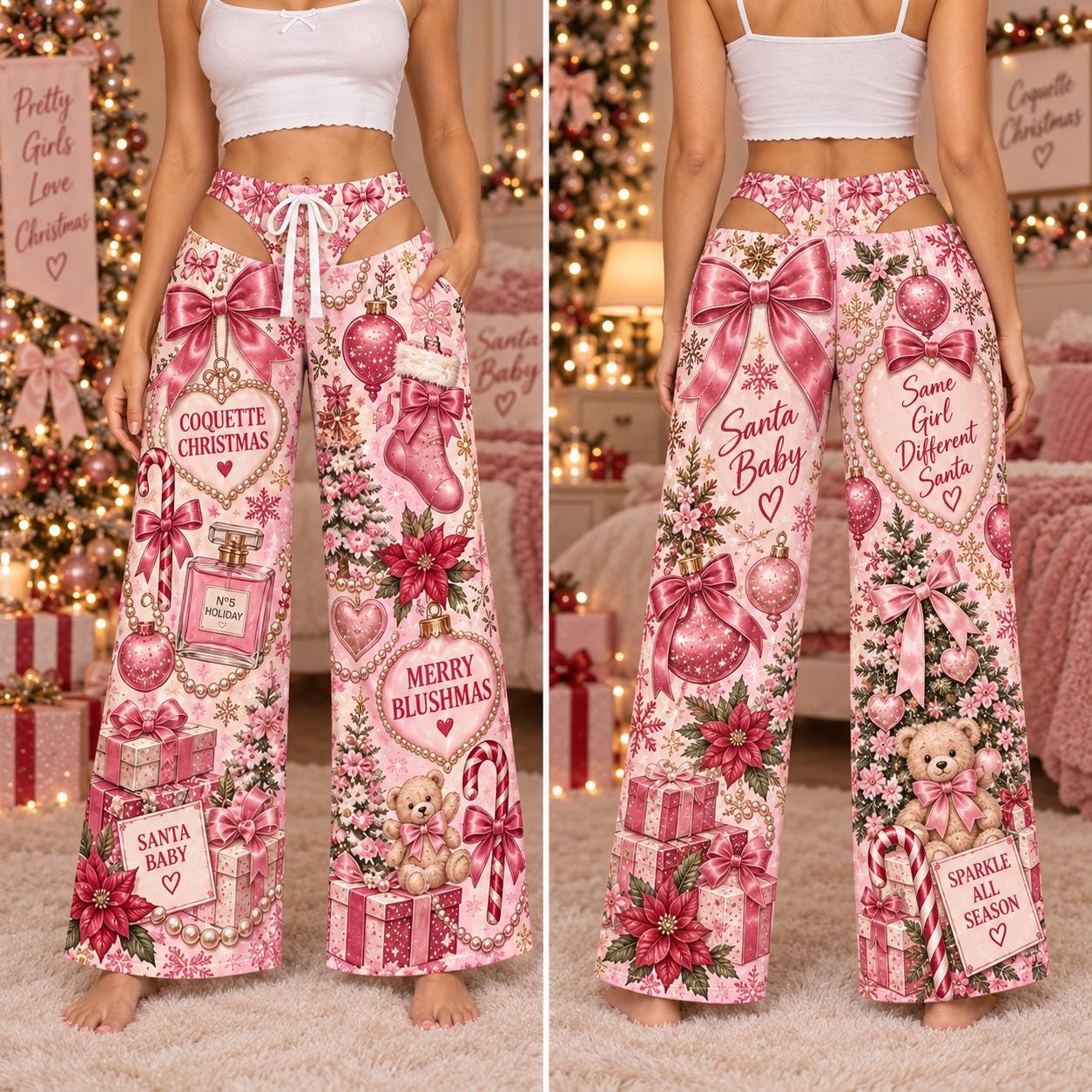 Funny Christmas Pajama Pants for Women – Cheeky Butt Cutout Holiday PJs with Gingerbread Nutcracker Christmas Pants for Funny Xmas Party Gift - photo 3