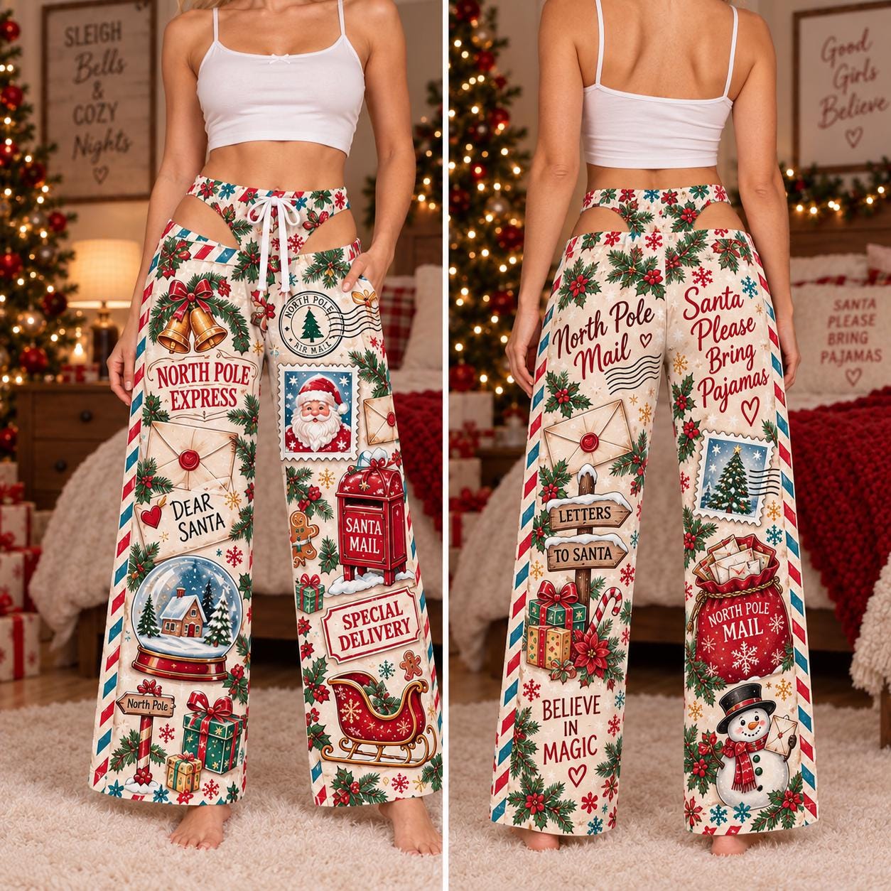 Funny Christmas Pajama Pants for Women – Cheeky Butt Cutout Holiday PJs with Gingerbread Nutcracker Christmas Pants for Funny Xmas Party Gift - photo 9
