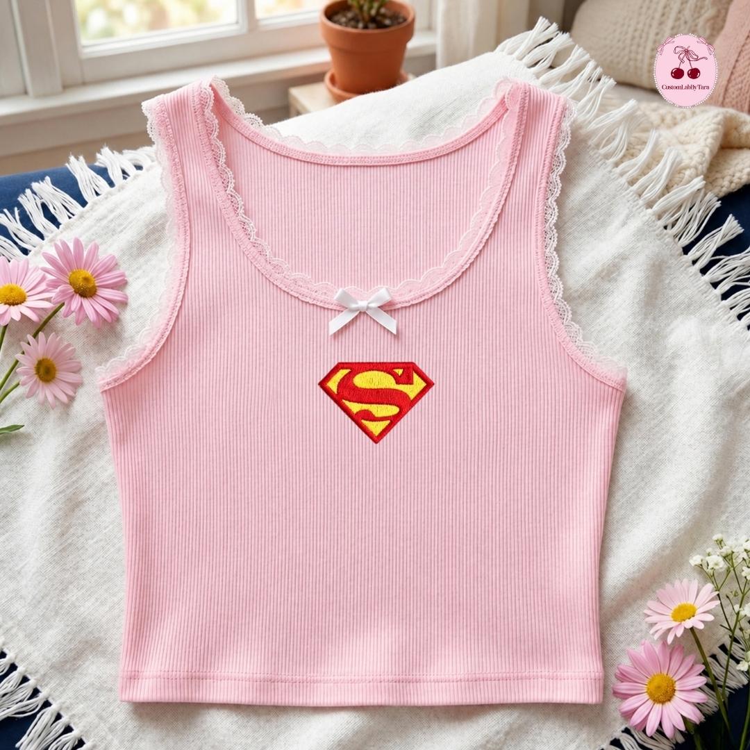 Embroidered Disney Marvel Avengers Shirt with Spiderman Iron Man Captain America – MCU Superhero Lace Trim Tank Top Baby Tee Crop Tank - photo 6