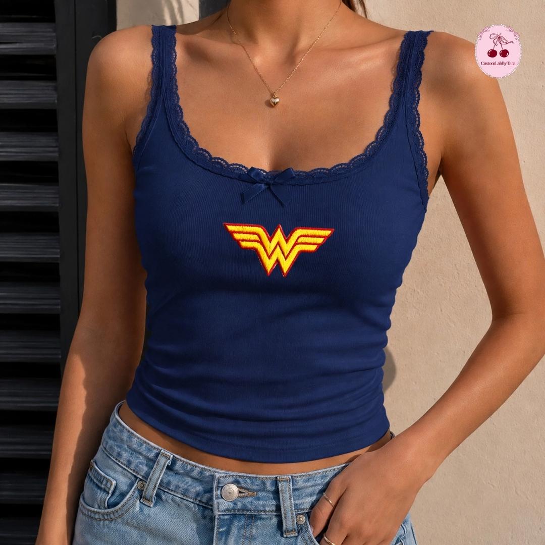 Embroidered Disney Marvel Avengers Shirt with Spiderman Iron Man Captain America – MCU Superhero Lace Trim Tank Top Baby Tee Crop Tank - photo 10