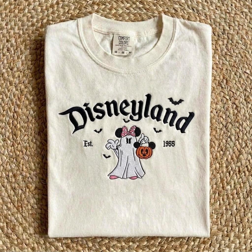 Embroidered Disneyland Halloween Comfort Colors T-Shirt with Mickey and Minnie Ghost Sweatshirt for Spooky Disney Park Vacation Outfit - photo 2