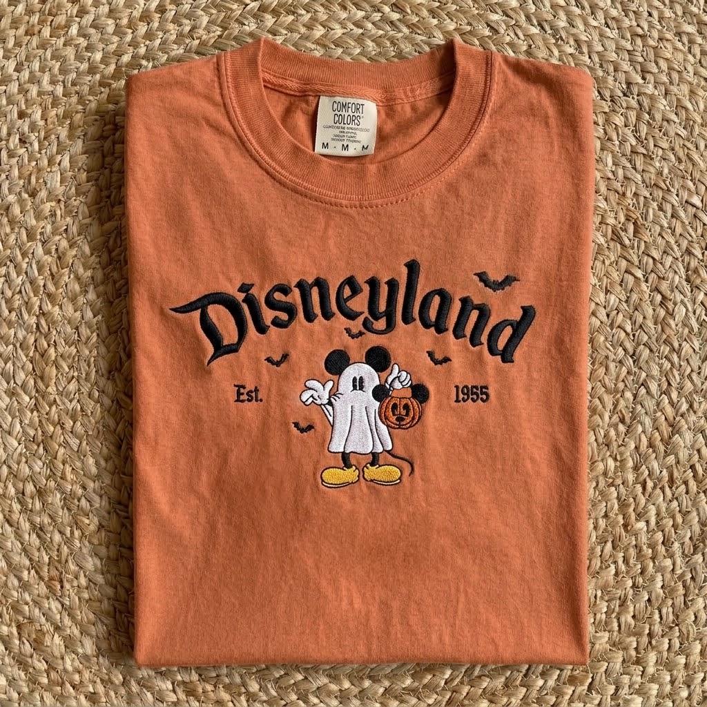 Embroidered Disneyland Halloween Comfort Colors T-Shirt with Mickey and Minnie Ghost Sweatshirt for Spooky Disney Park Vacation Outfit - photo 3