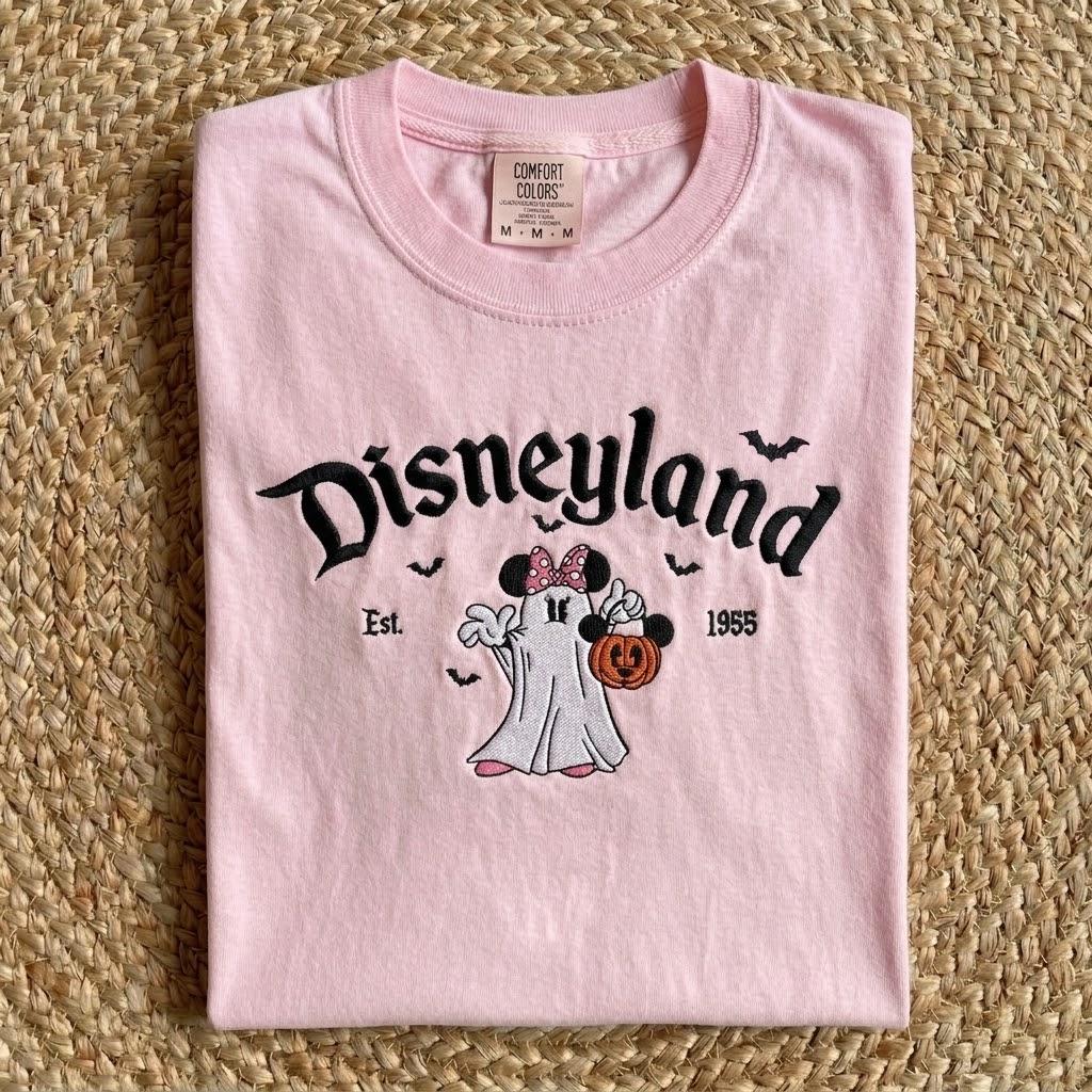 Embroidered Disneyland Halloween Comfort Colors T-Shirt with Mickey and Minnie Ghost Sweatshirt for Spooky Disney Park Vacation Outfit - photo 4