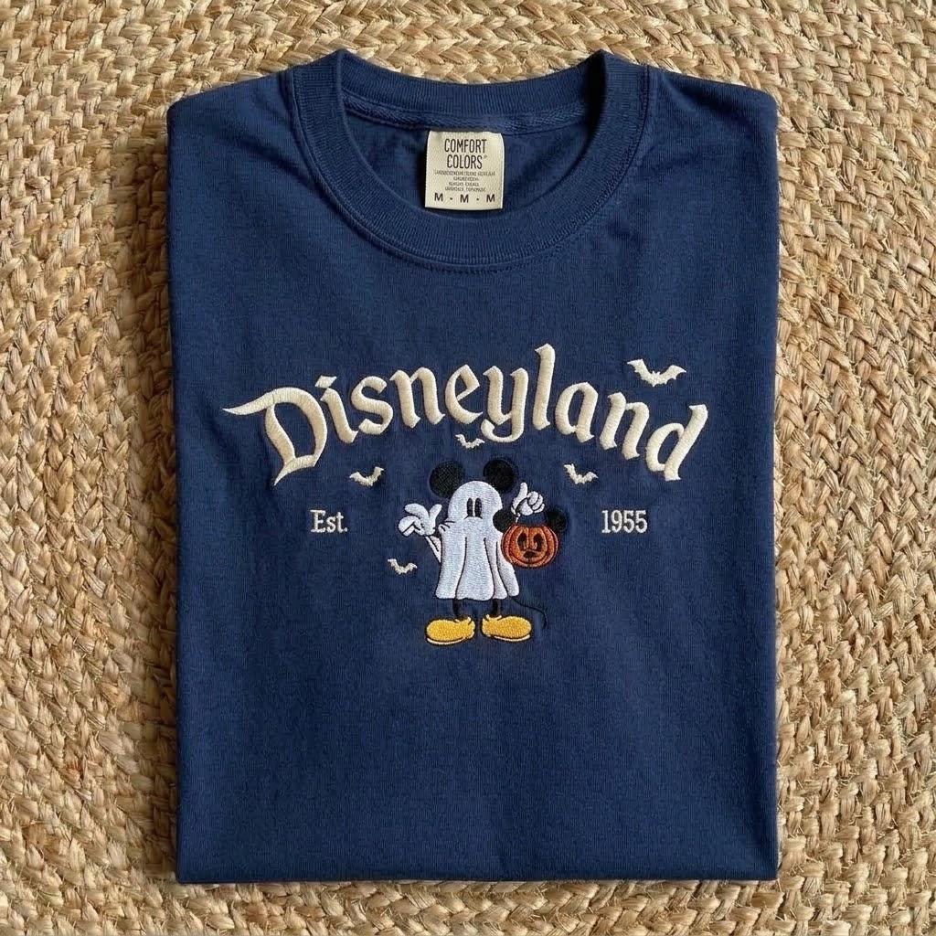Embroidered Disneyland Halloween Comfort Colors T-Shirt with Mickey and Minnie Ghost Sweatshirt for Spooky Disney Park Vacation Outfit - photo 5
