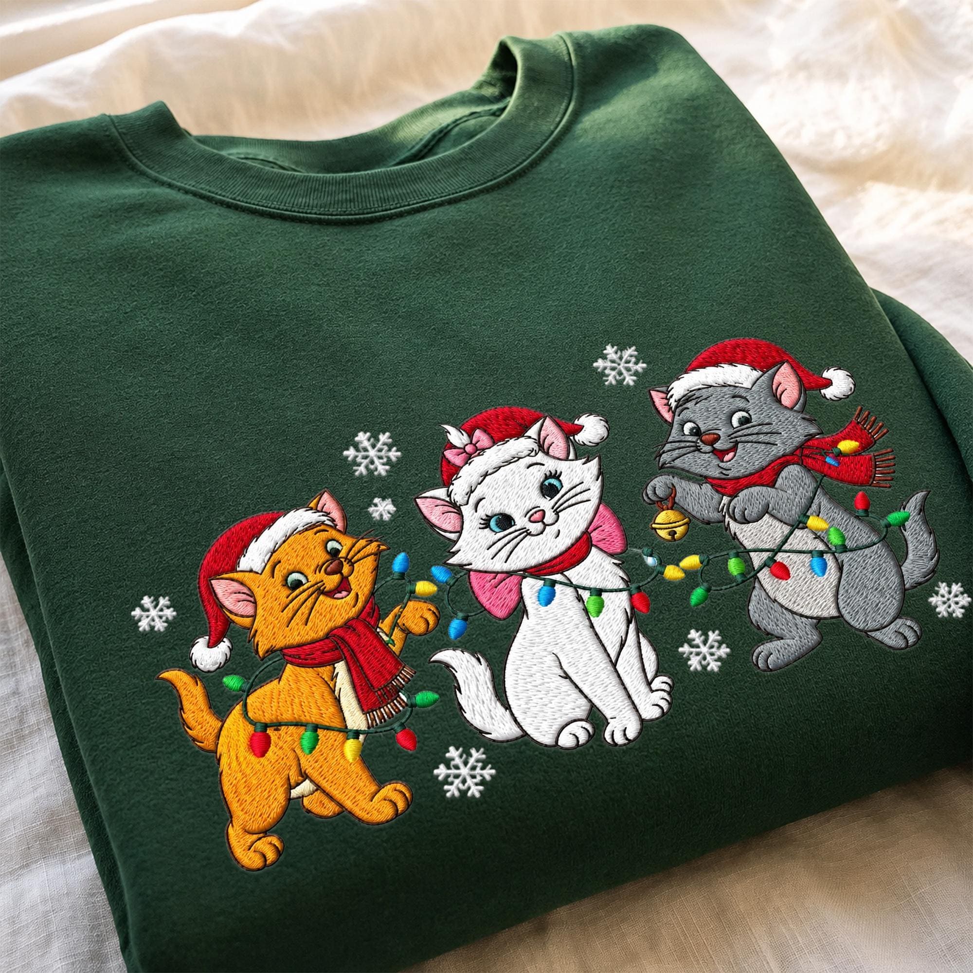 Embroidered Aristocats Christmas Sweatshirt with Disney Cat Mom Hoodie – Family Matching Xmas Quarter Zip for Son Daughter Cat Lover Gift - photo 6