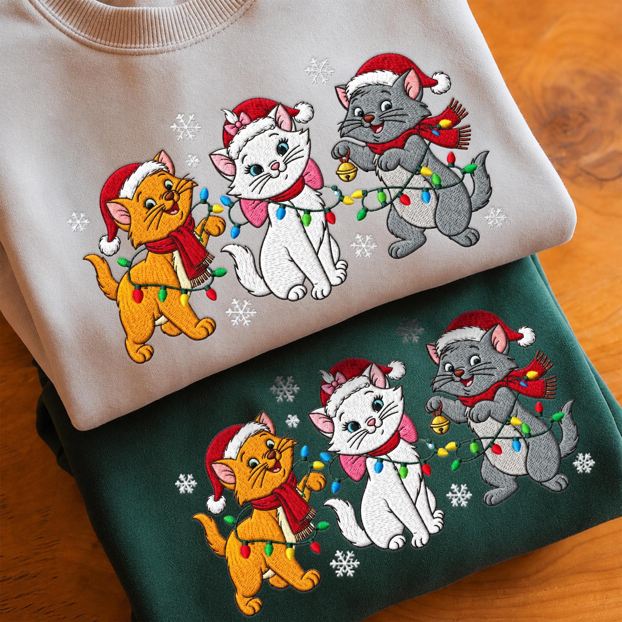Embroidered Aristocats Christmas Sweatshirt with Disney Cat Mom Hoodie – Family Matching Xmas Quarter Zip for Son Daughter Cat Lover Gift - photo 10