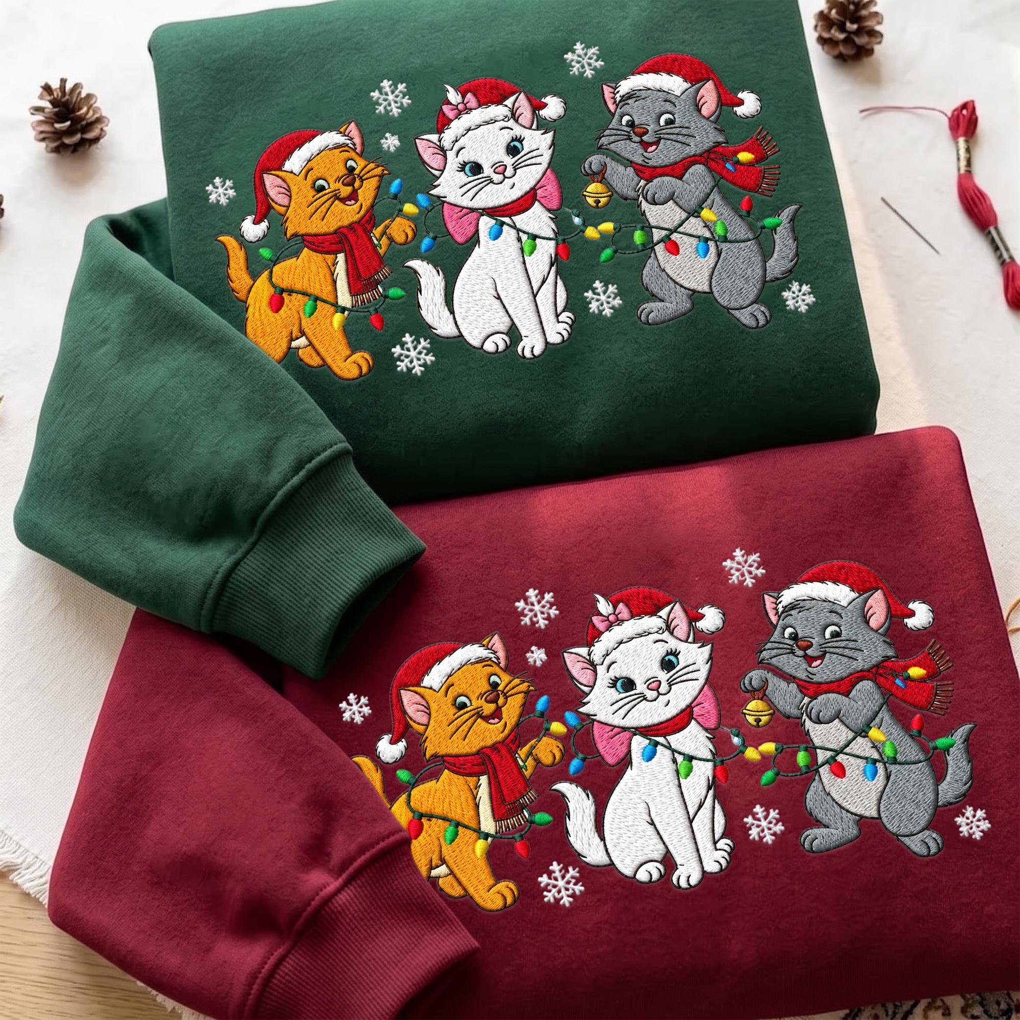 Embroidered Aristocats Christmas Sweatshirt with Disney Cat Mom Hoodie – Family Matching Xmas Quarter Zip for Son Daughter Cat Lover Gift - photo 13