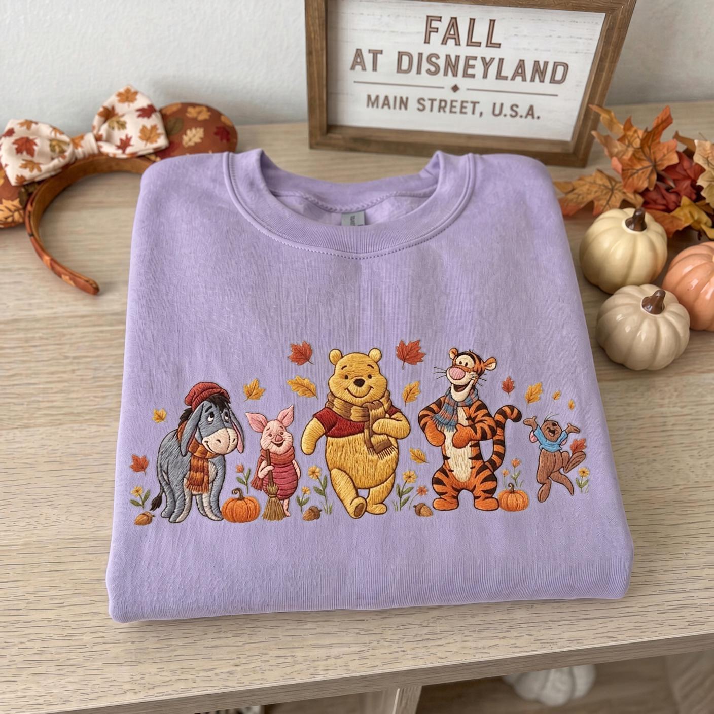 Embroidered Winnie the Pooh Halloween Pumpkin Crewneck Sweatshirt with Piglet Tigger and Eeyore – Cozy Spooky Autumn Fall T-Shirt - photo 8