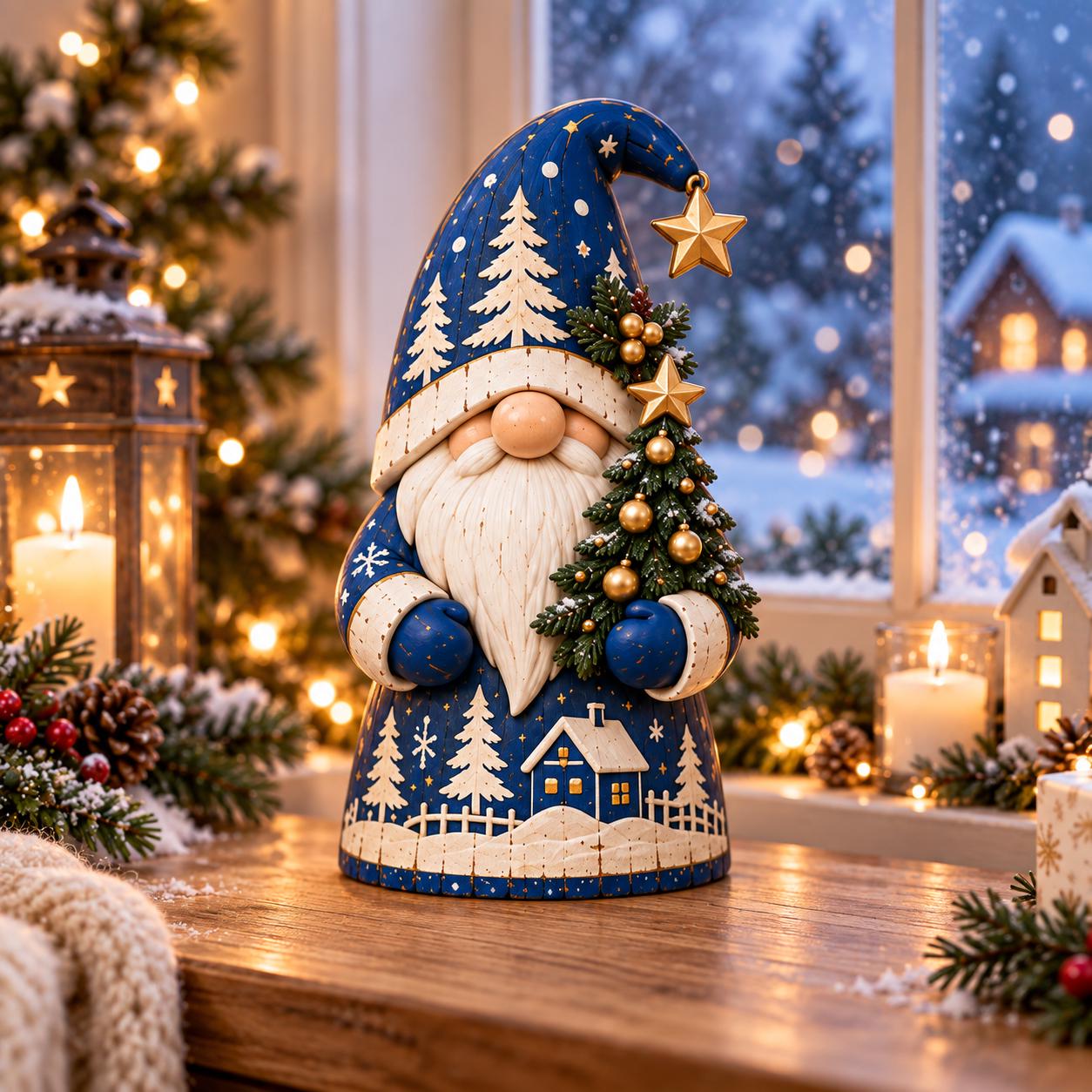 2D Flat Wooden Christmas Gnome Decor Figurines – Nordic Winter Holiday Farmhouse Shelf Sitters Decoration - photo 7