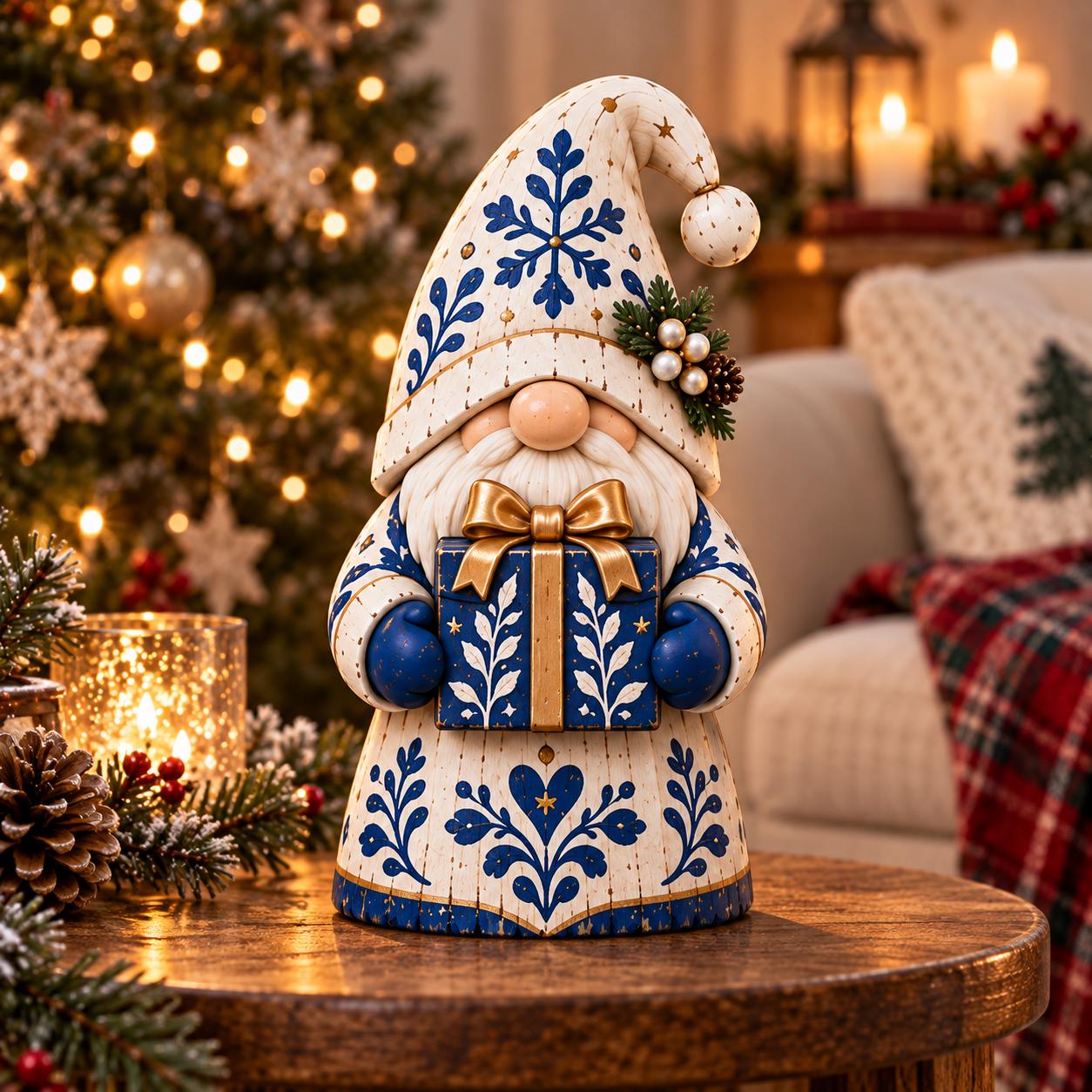 2D Flat Wooden Christmas Gnome Decor Figurines – Nordic Winter Holiday Farmhouse Shelf Sitters Decoration - photo 8