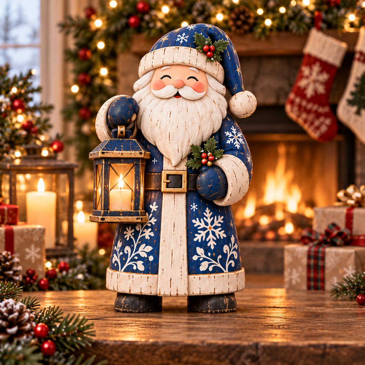 2D Flat Wooden Santa and Mrs Claus Christmas Decor Figurines – Nordic Winter Holiday Farmhouse Shelf Sitters Decoration - photo 2