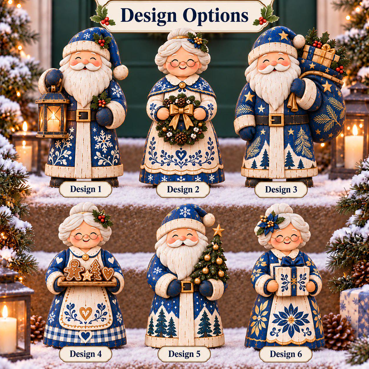2D Flat Wooden Santa and Mrs Claus Christmas Decor Figurines – Nordic Winter Holiday Farmhouse Shelf Sitters Decoration - photo 4