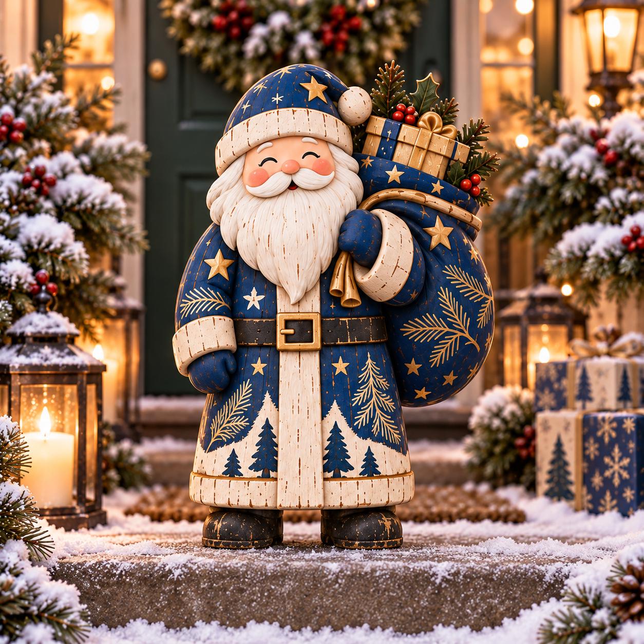 2D Flat Wooden Santa and Mrs Claus Christmas Decor Figurines – Nordic Winter Holiday Farmhouse Shelf Sitters Decoration - photo 5