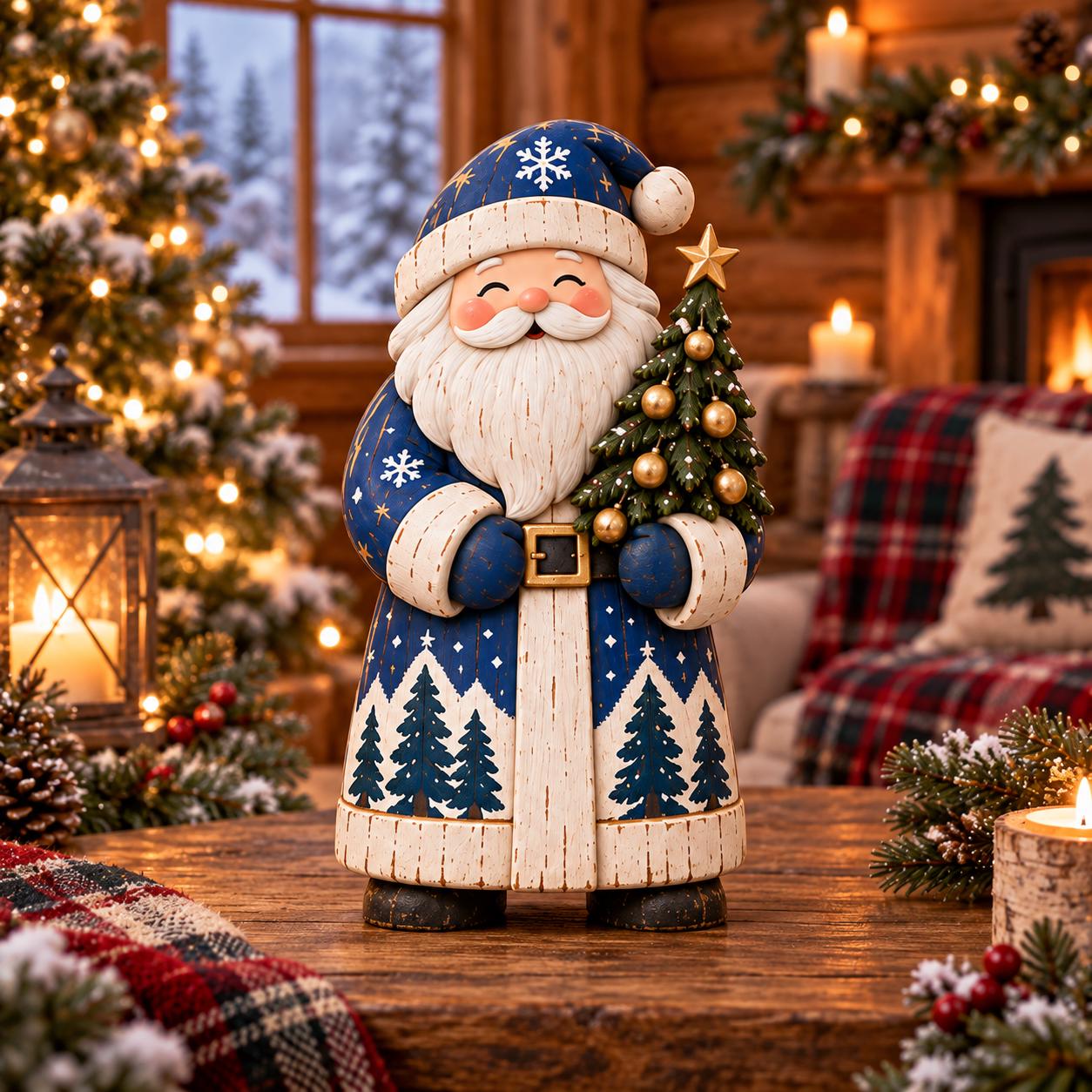 2D Flat Wooden Santa and Mrs Claus Christmas Decor Figurines – Nordic Winter Holiday Farmhouse Shelf Sitters Decoration - photo 7