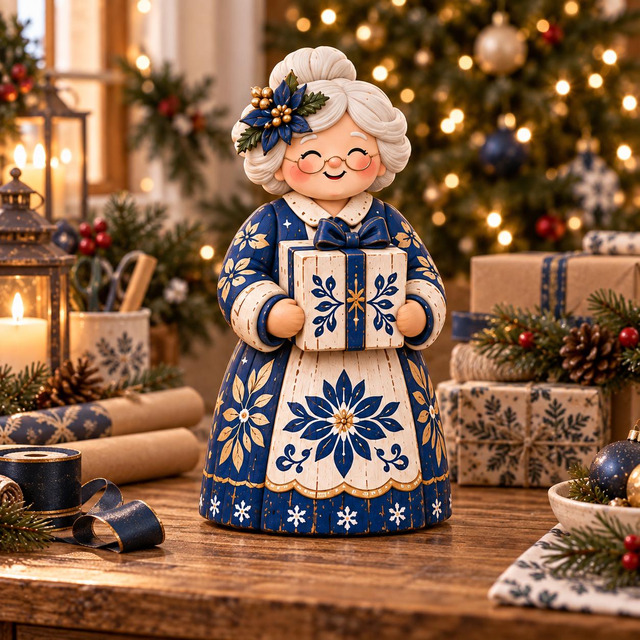 2D Flat Wooden Santa and Mrs Claus Christmas Decor Figurines – Nordic Winter Holiday Farmhouse Shelf Sitters Decoration - photo 8