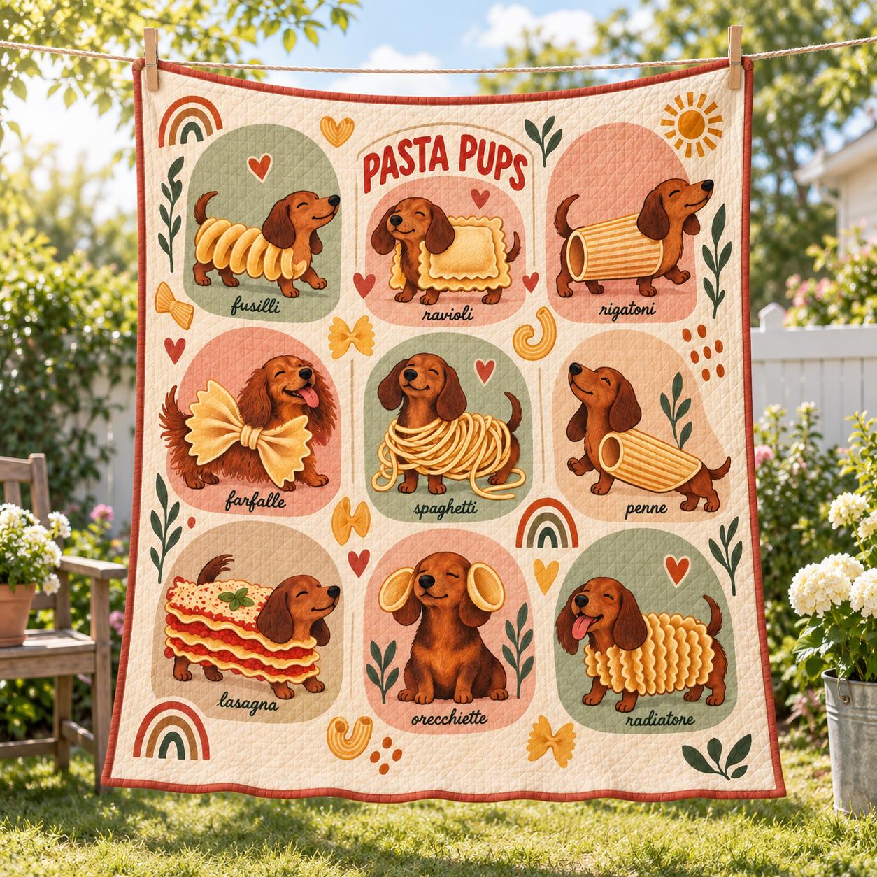 Funny French Bulldog Pasta Pups Blanket – Quilt Style Frenchie Throw for Food Lover and Dog Mom Italian Kitchen Gift - photo 6