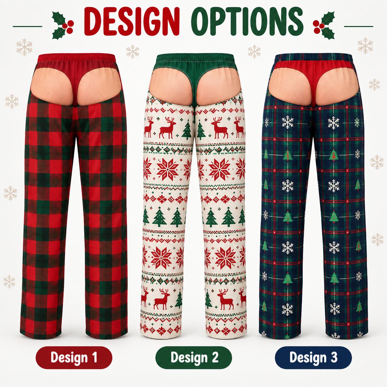 Funny Fake Butt Underwear Illusion Christmas Pajama Pants for Men – Novelty Plaid Holiday Lounge Pants Xmas PJs Sleepwear Gag Gift - photo 4