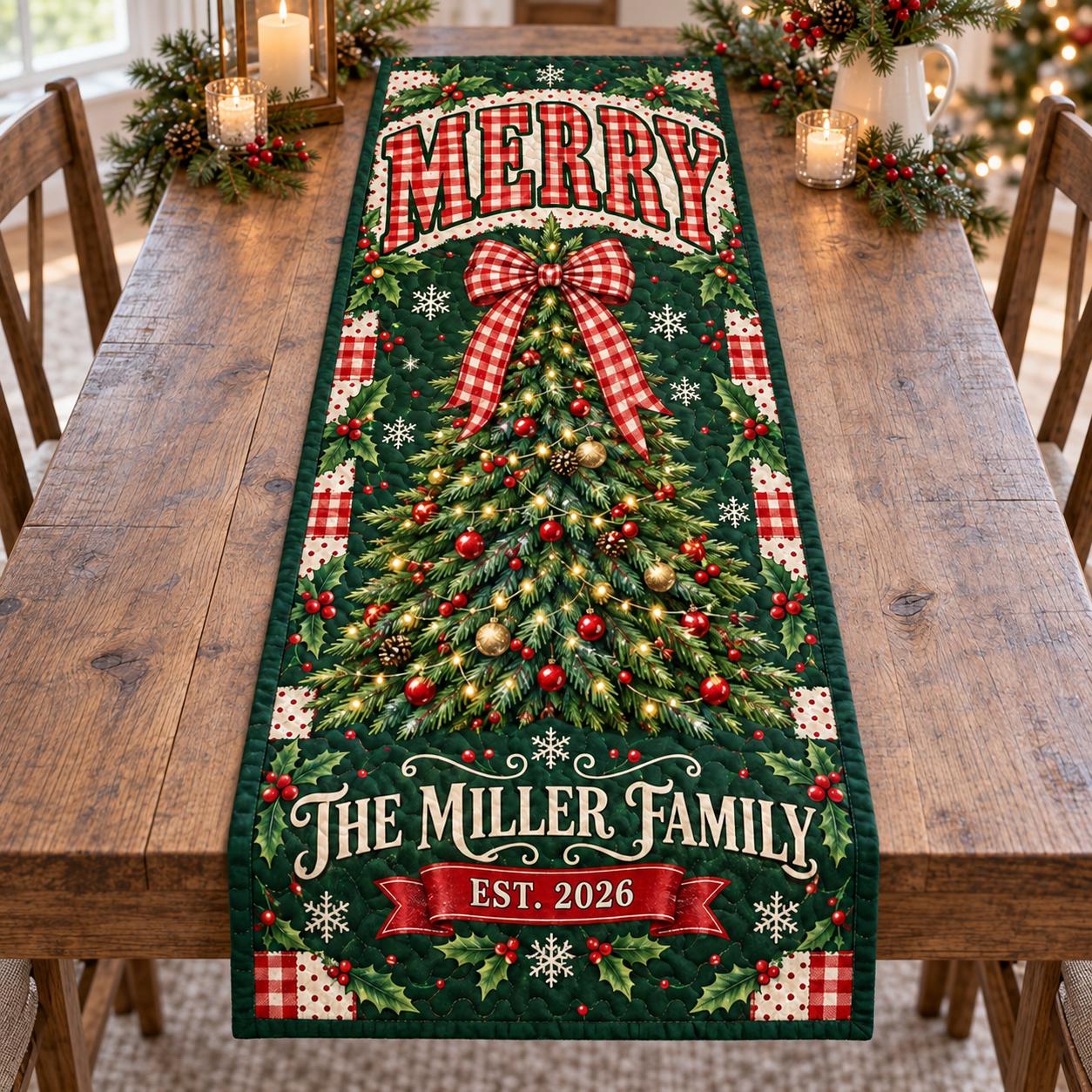 Quilted Table Runner with Running Galloping Horses – Rustic Farmhouse Equestrian Dining Decor and Horse Lover Gift