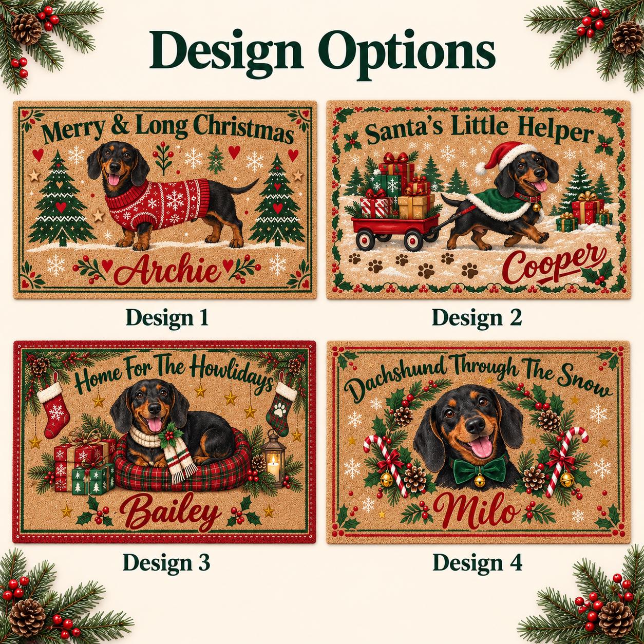 Personalized Dachshund Christmas Doormat – Custom Dog Name Coir Door Mat And Wiener Dog Holiday Lover Gift - photo 3