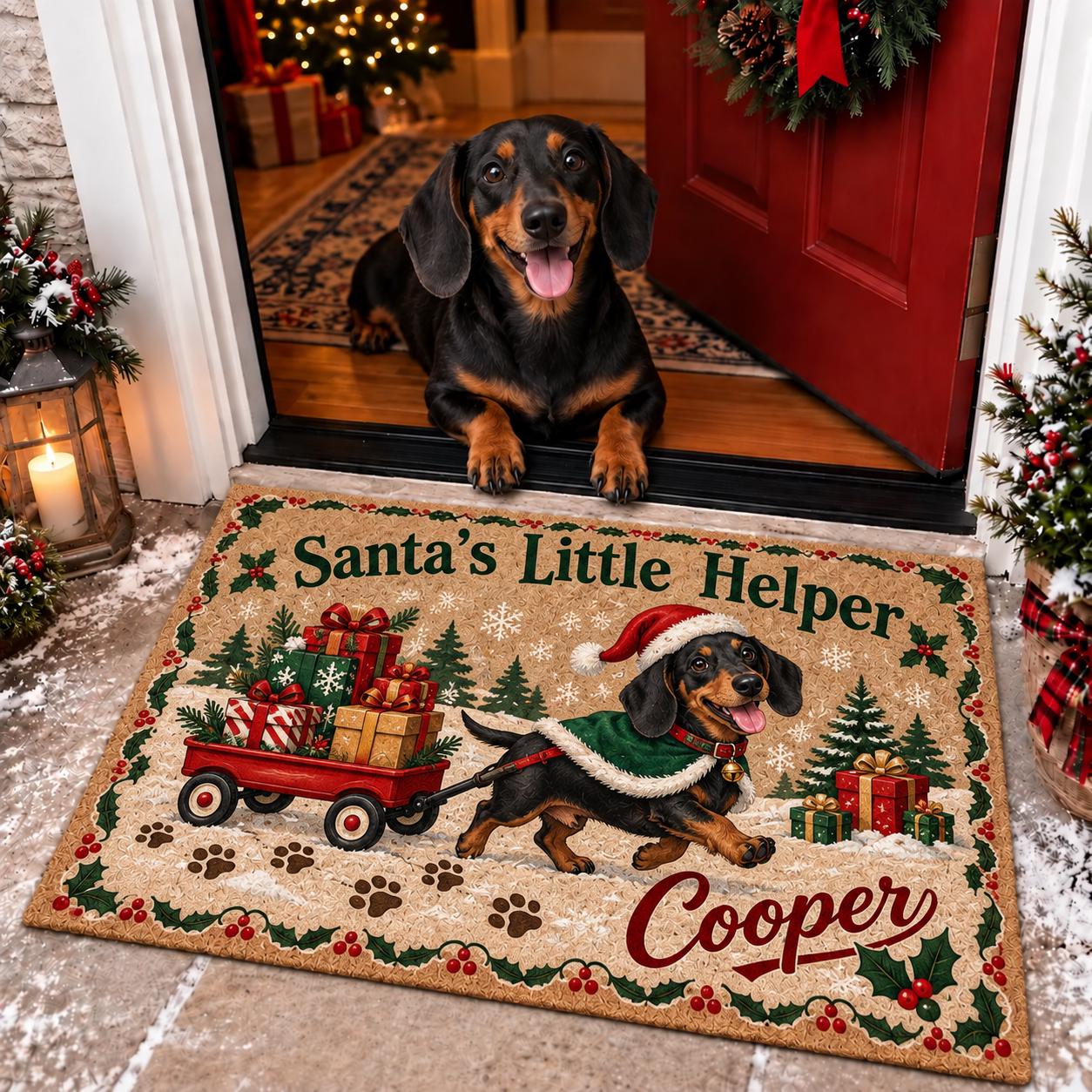 Personalized Dachshund Christmas Doormat – Custom Dog Name Coir Door Mat And Wiener Dog Holiday Lover Gift - photo 7