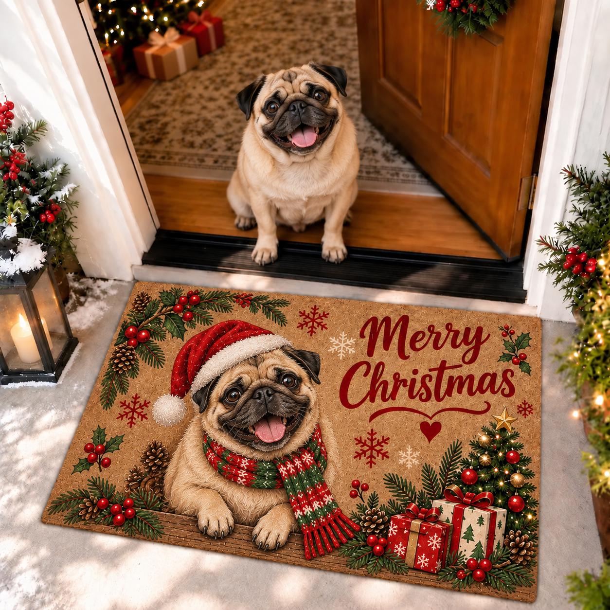 Black Lab Christmas Doormat with Labrador Holiday Coir Door Mat, Merry Dog Porch Decor and Retriever Lover Gift - photo 2