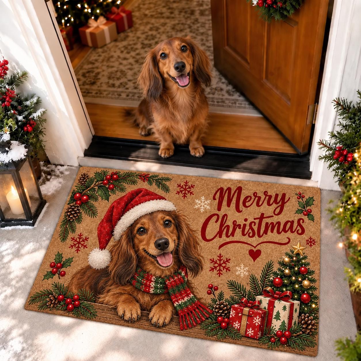 Black Lab Christmas Doormat with Labrador Holiday Coir Door Mat, Merry Dog Porch Decor and Retriever Lover Gift - photo 5