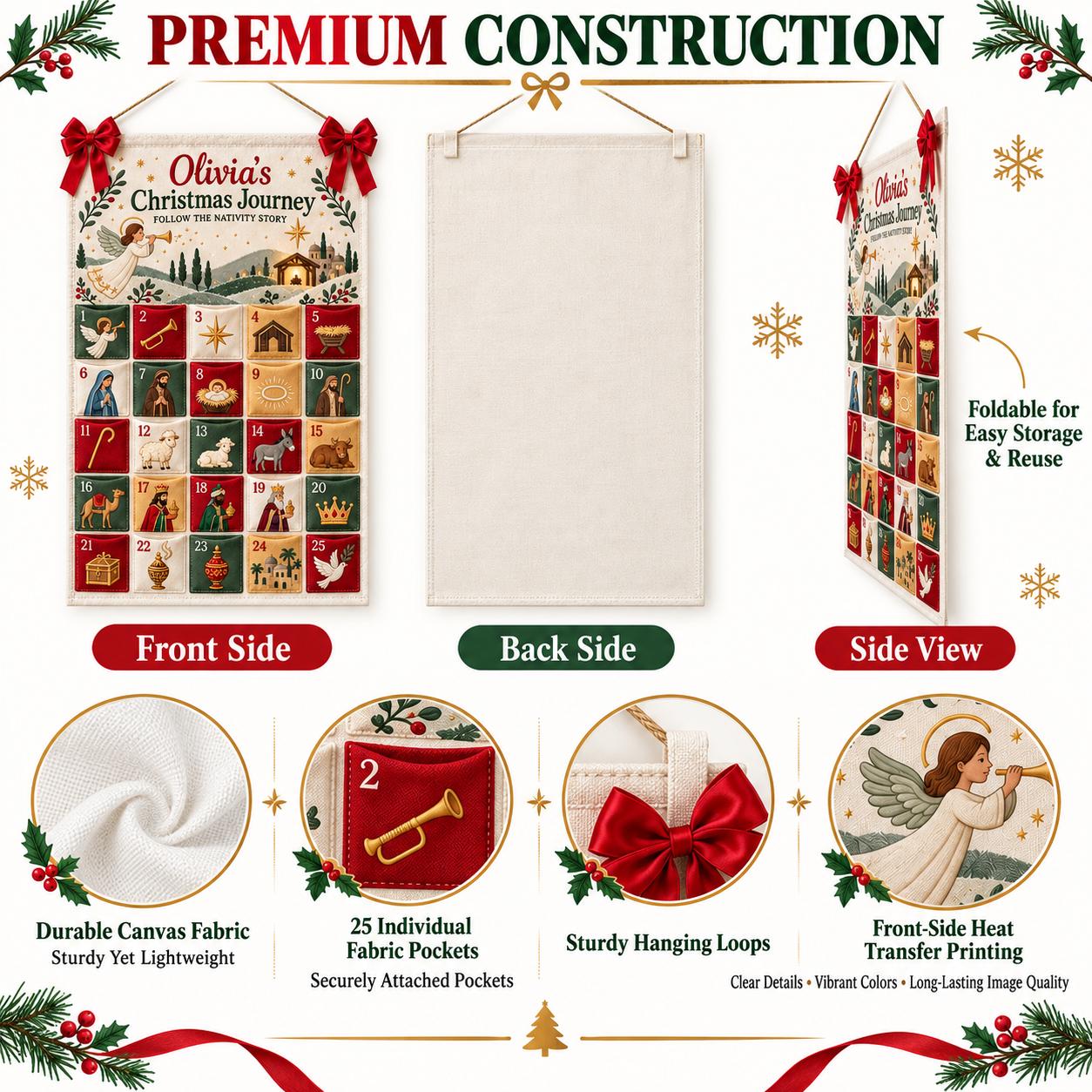 Personalized Cat Advent Calendar And Fabric Christmas Countdown With 25 Pockets, Holiday Wall Hanging for Family Decor, Cat Lover Gift - photo 5