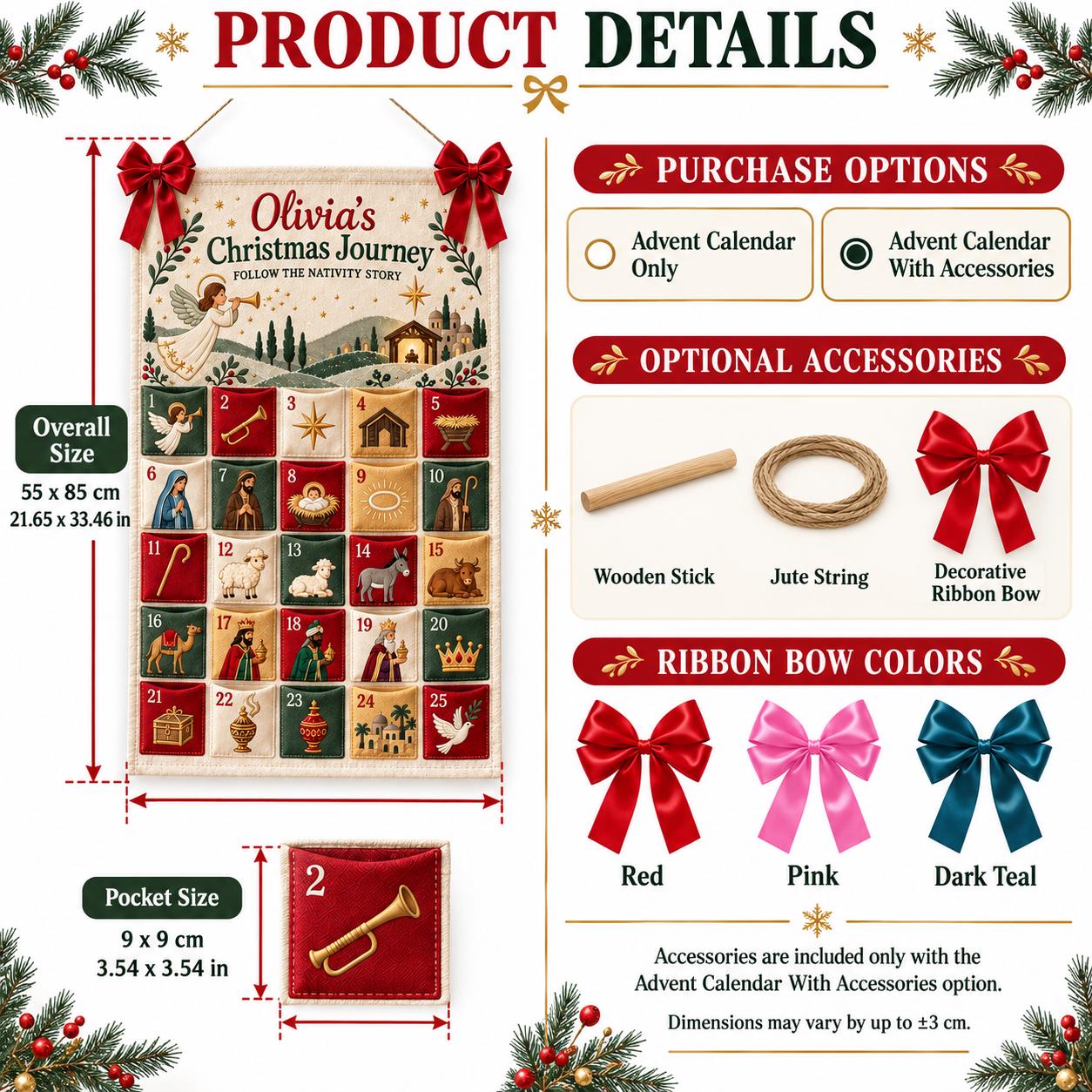 Personalized Dachshund Advent Calendar And Fabric Christmas Countdown With 25 Pockets, Wiener Dog Holiday Wall Hanging, Dog Lover Decor - photo 4