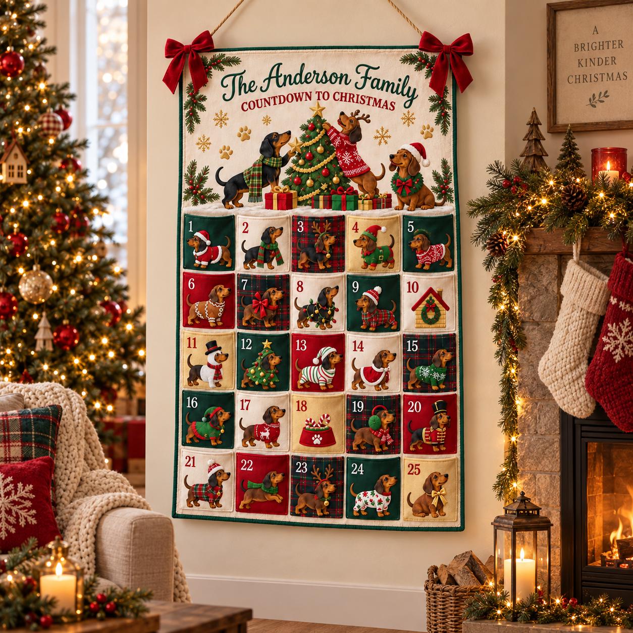 Personalized Dachshund Advent Calendar And Fabric Christmas Countdown With 25 Pockets, Wiener Dog Holiday Wall Hanging, Dog Lover Decor - photo 7