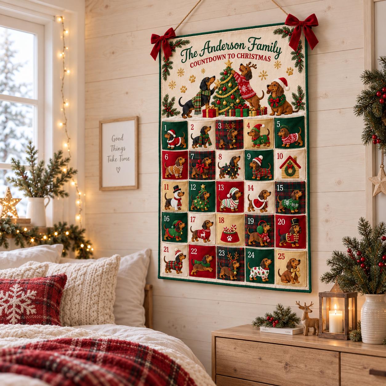 Personalized Dachshund Advent Calendar And Fabric Christmas Countdown With 25 Pockets, Wiener Dog Holiday Wall Hanging, Dog Lover Decor - photo 9
