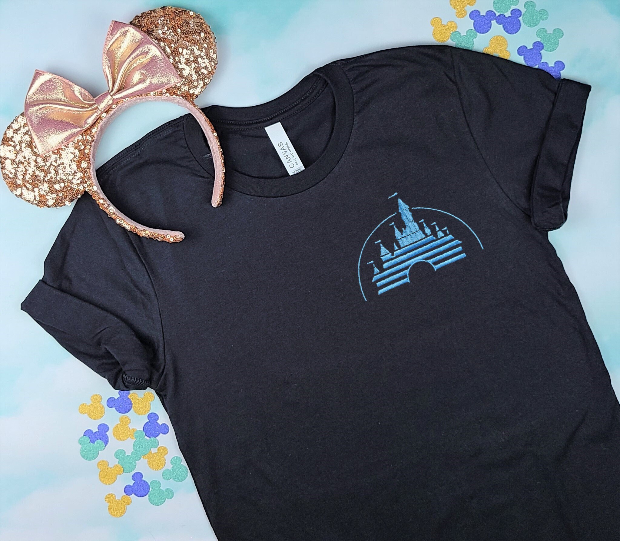 Vintage Disney Castle Embroidered Unisex Shirt for Disneyland and Walt Disney World Park Trips